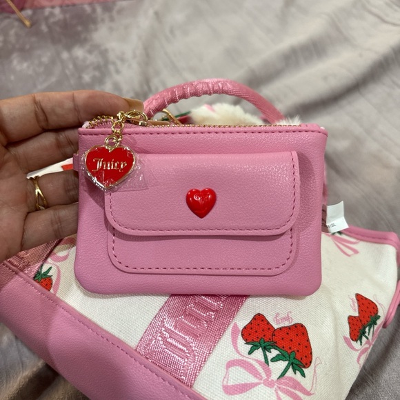 Juicy Couture Pink Strawberry Tote Bag with Plush Charms - Picture 3 of 7